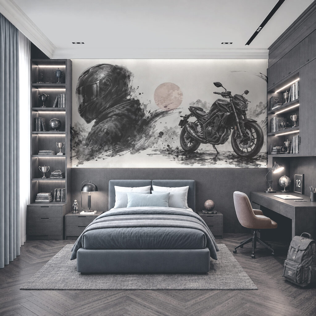Motocykl z czarną maską Motocykl z czarną maską
