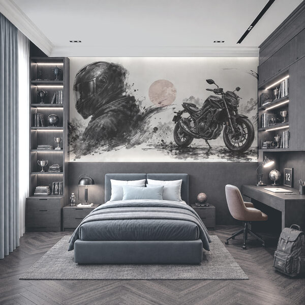 Motocykl z czarną maską Motocykl z czarną maską