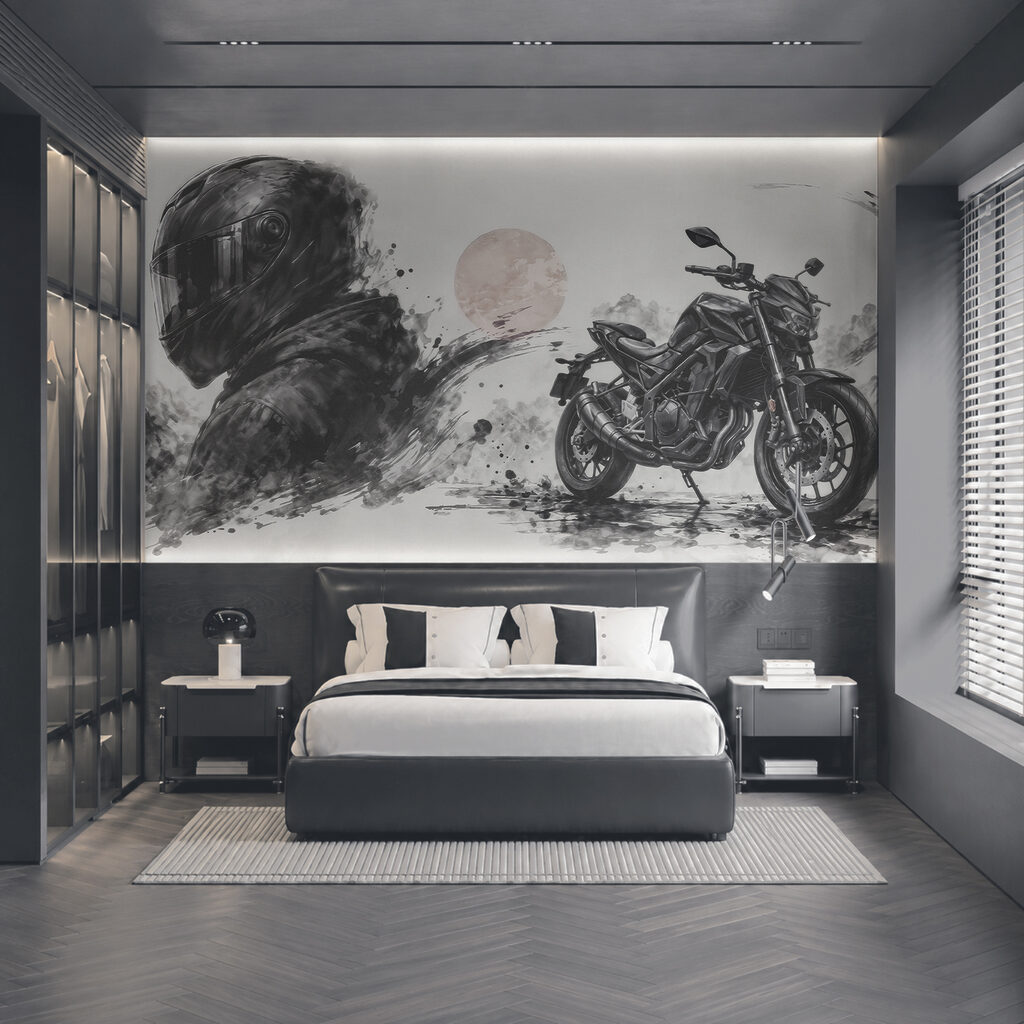 Motocykl z czarną maską Motocykl z czarną maską