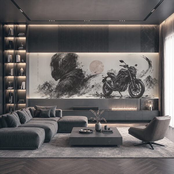 Motocykl z czarną maską Motocykl z czarną maską