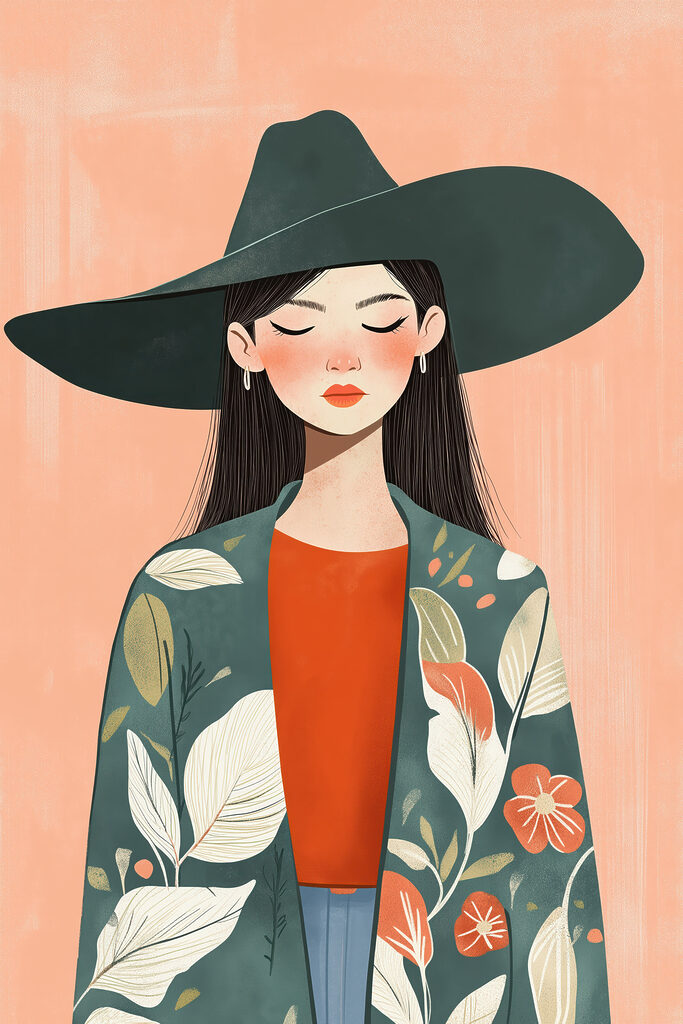 Woman wearing a hat and jacket