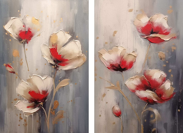 Painting of flowers on a grey background