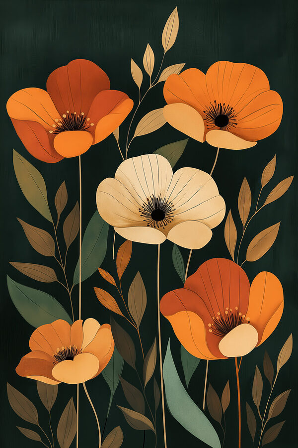 Painting of flowers and leaves Painting of flowers and leaves