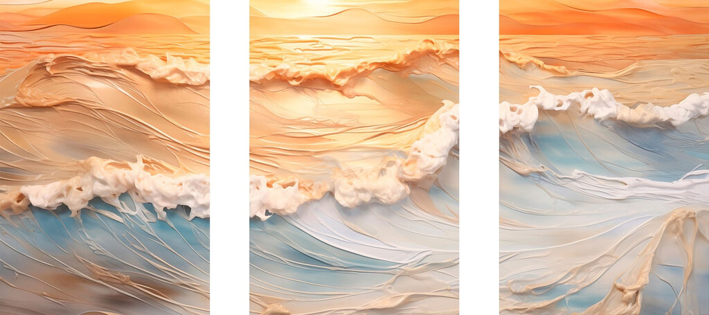 Tranquil waves at sunset's edge Tranquil waves at sunset's edge