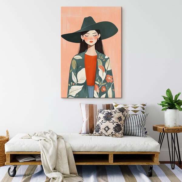 Woman wearing a hat and jacket
