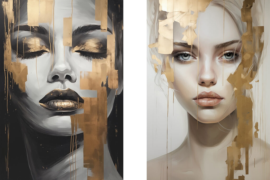 Two paintings of a woman