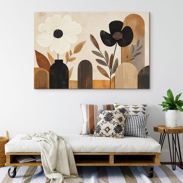 Painting of flowers in vases