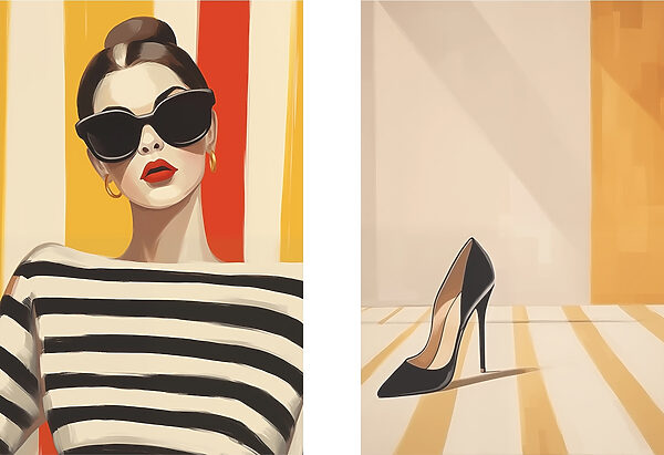 Woman wearing sunglasses and a striped shirt