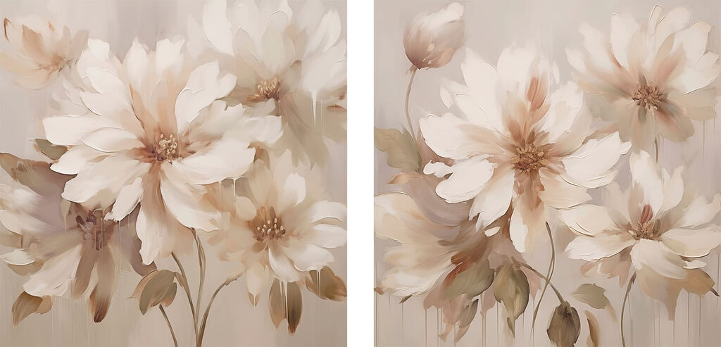 Painting of flowers on a beige background Painting of flowers on a beige background