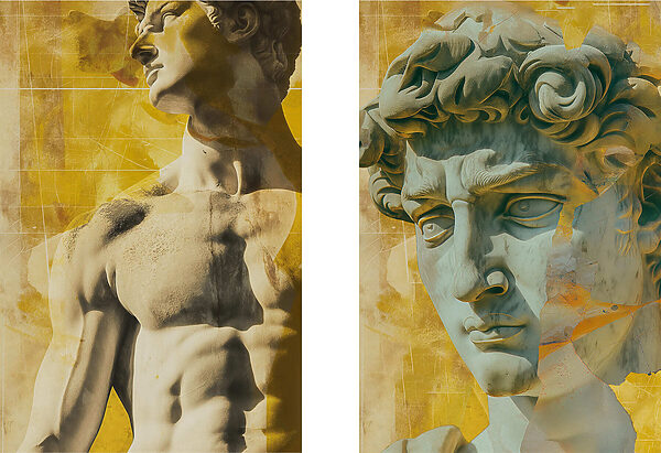 Collage of a statue
