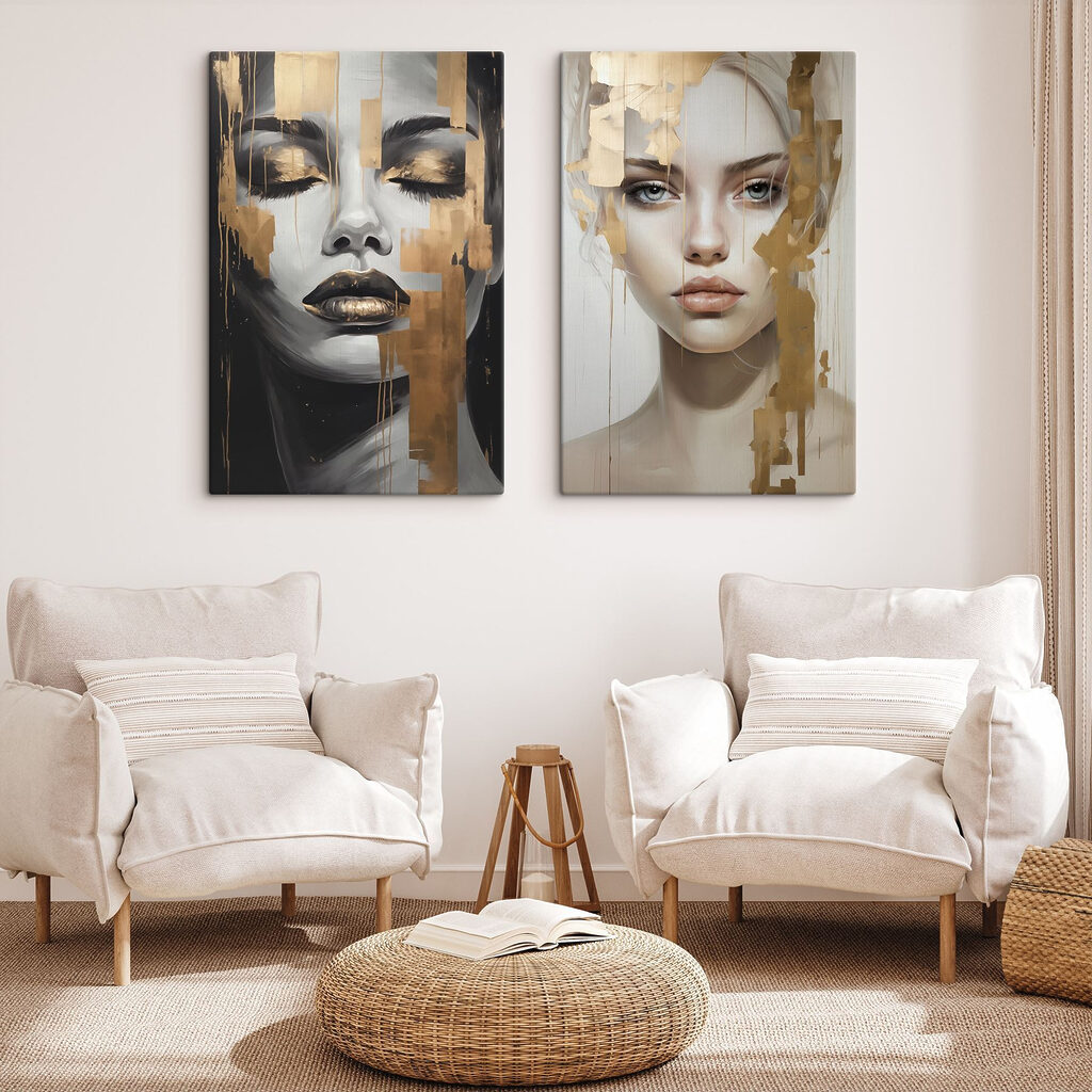 Two paintings of a woman