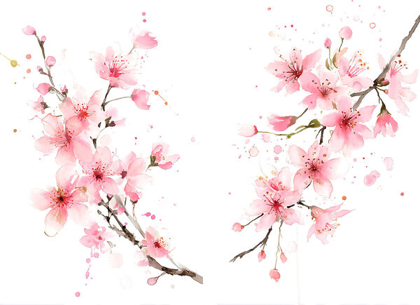 Watercolor of pink flowers