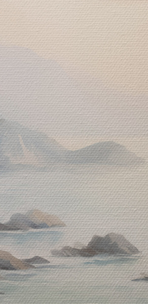 Painting of a beach and a rocky beach Painting of a beach and a rocky beach