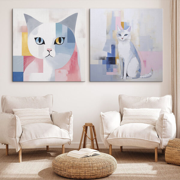 Two paintings of a cat