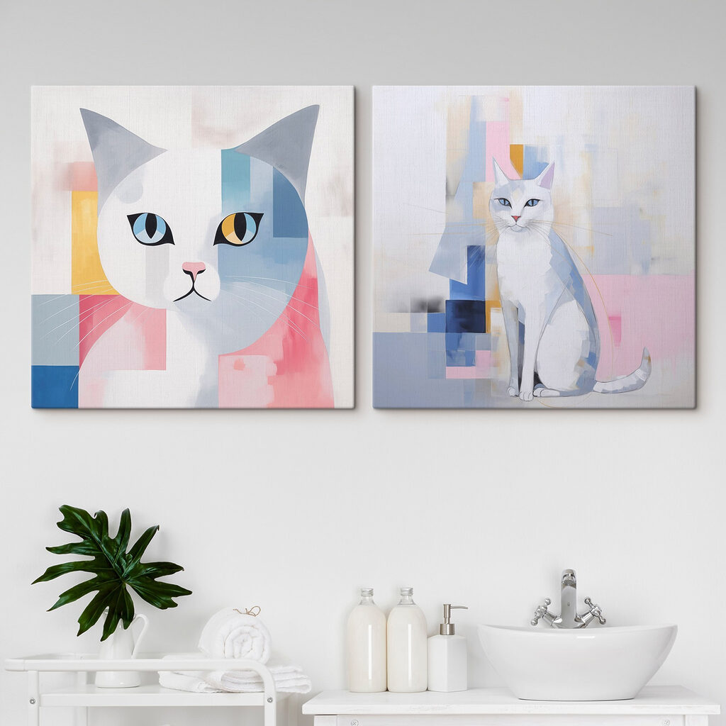 Two paintings of a cat