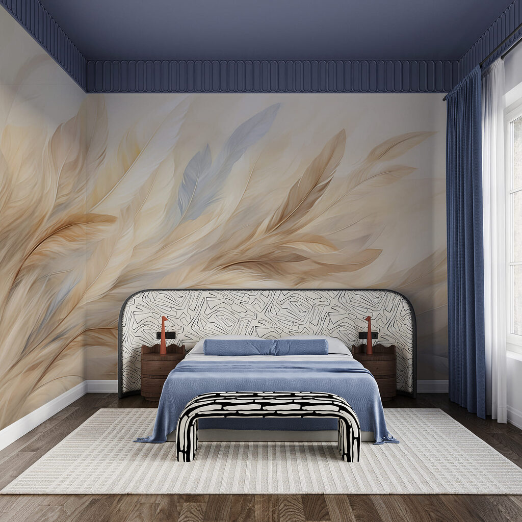 Miękkie, falujące pióra w ciepłych odcieniach