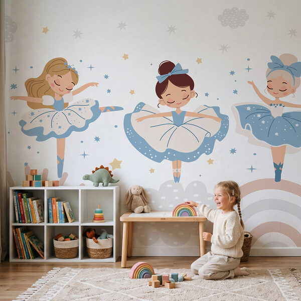 Grupa dziewcząt w niebiesko-białych tutu Grupa dziewcząt w niebiesko-białych tutu