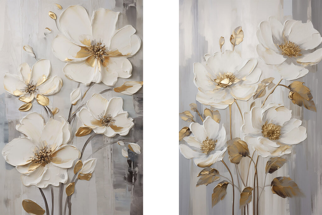 Painting of flowers on a grey background Painting of flowers on a grey background
