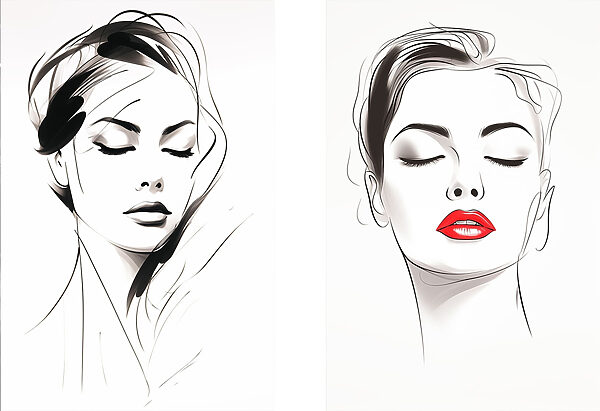 Woman's face with red lips
