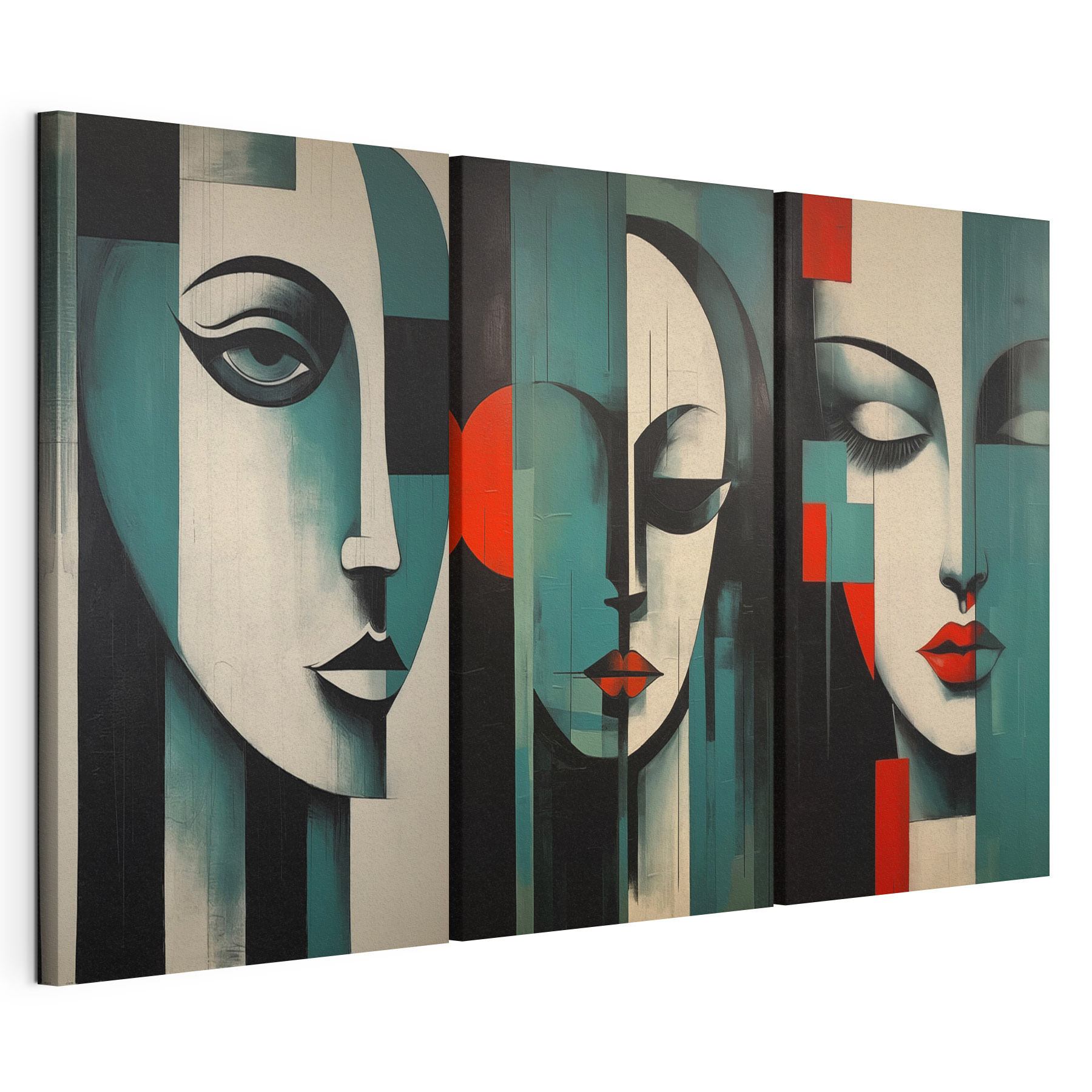 Collage of paintings of a woman's face