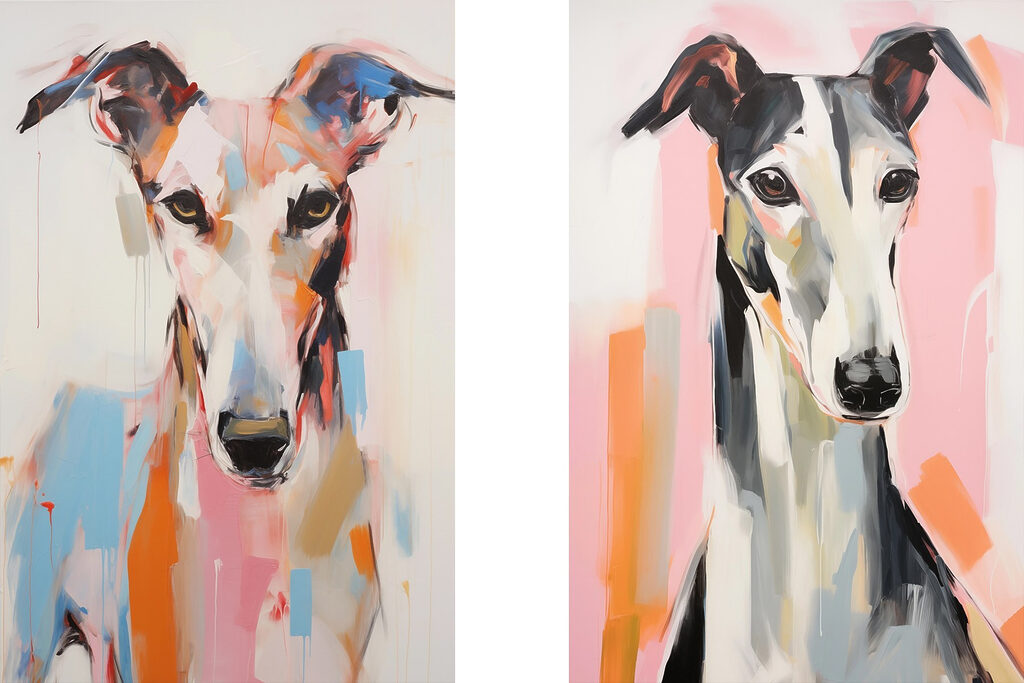 Colorful portraits of elegant greyhounds Colorful portraits of elegant greyhounds