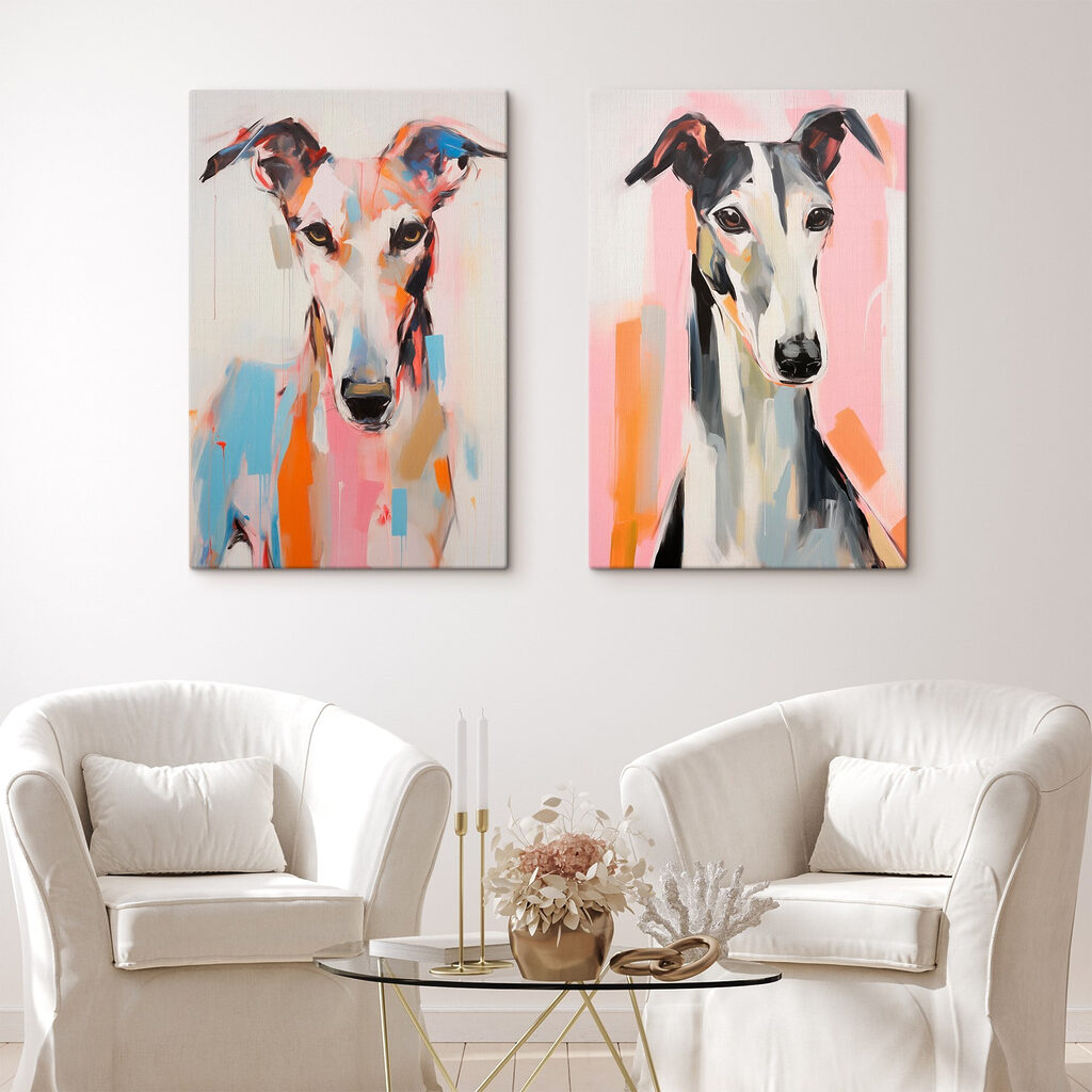 Colorful portraits of elegant greyhounds Colorful portraits of elegant greyhounds