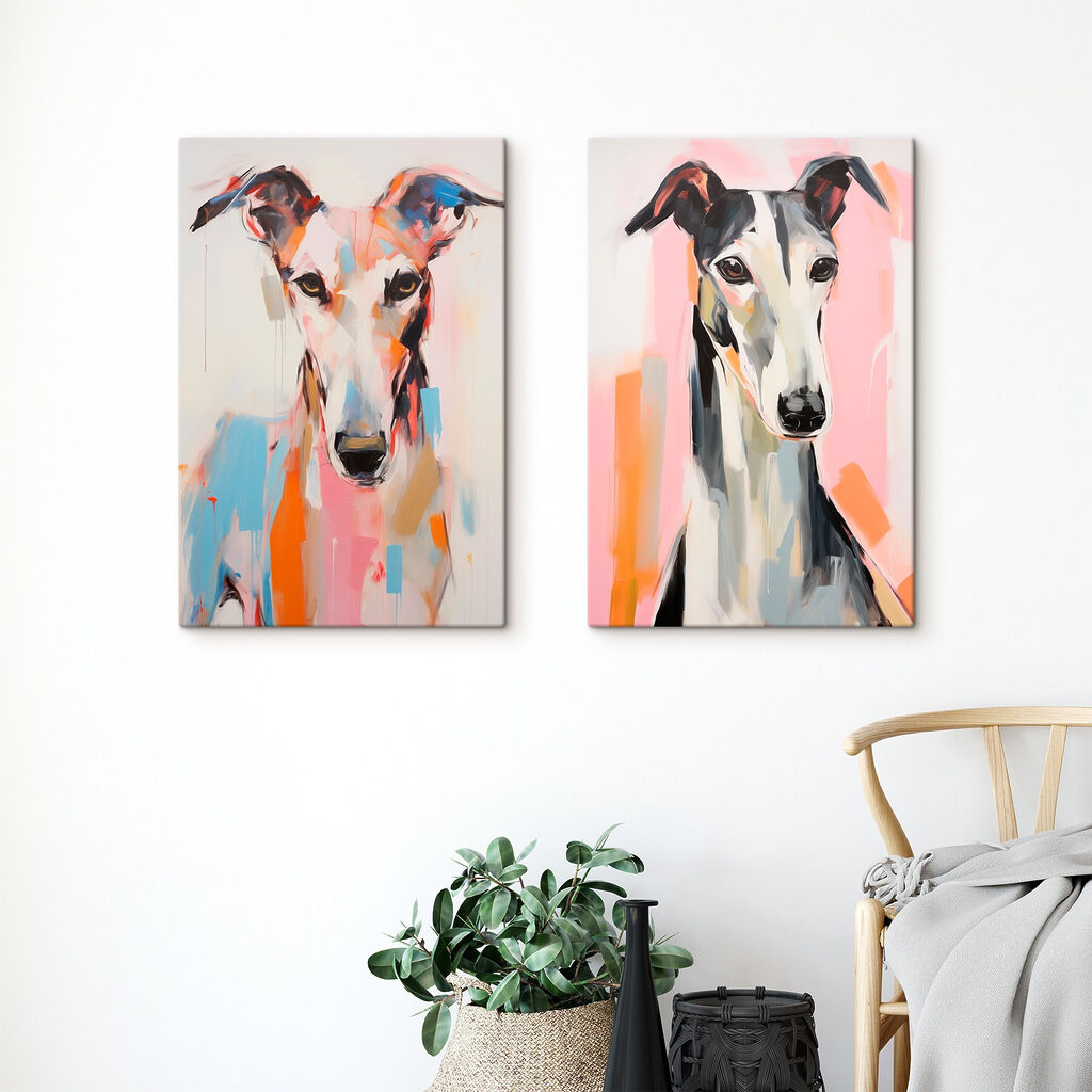 Colorful portraits of elegant greyhounds Colorful portraits of elegant greyhounds