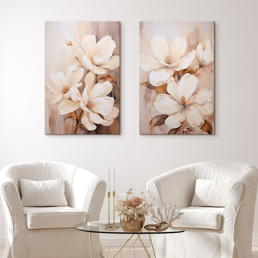 Painting of white flowers Painting of white flowers