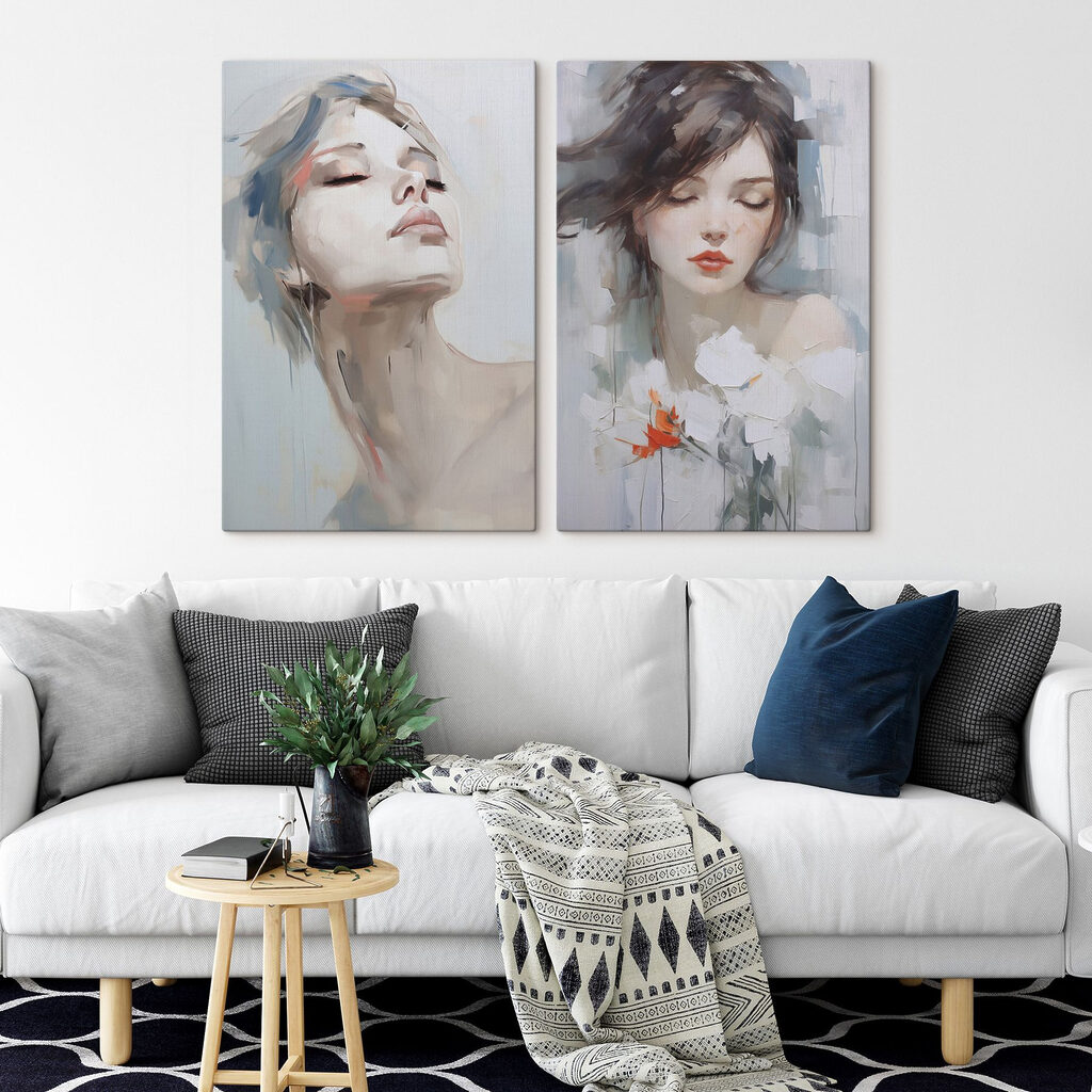 Two paintings of a woman