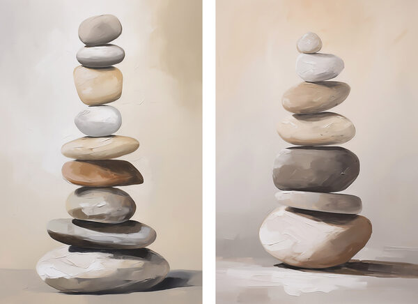 Painting of a stack of rocks