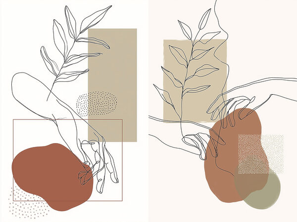 Drawing of a hand holding a leaf