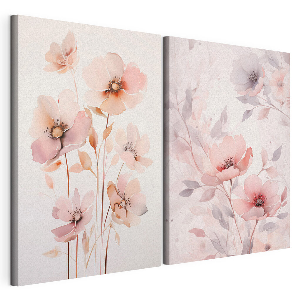 Painting of flowers on a white surface Painting of flowers on a white surface