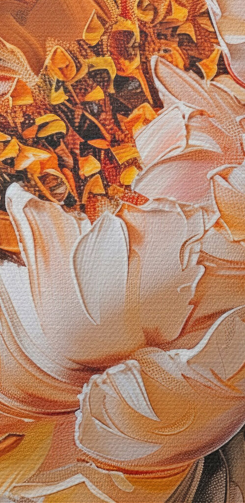 Painting of flowers on canvas Painting of flowers on canvas