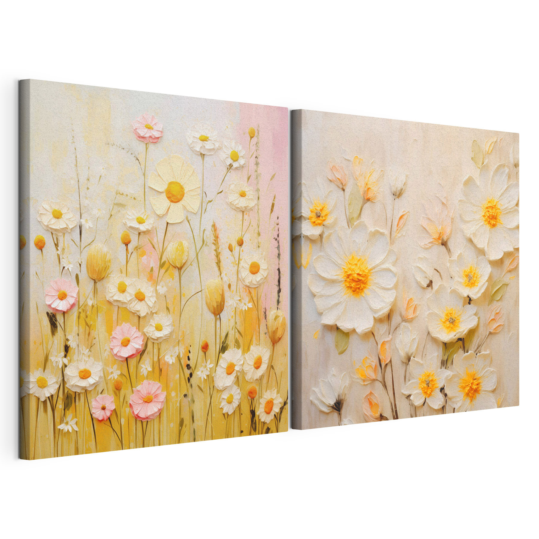 Painting of flowers on canvas