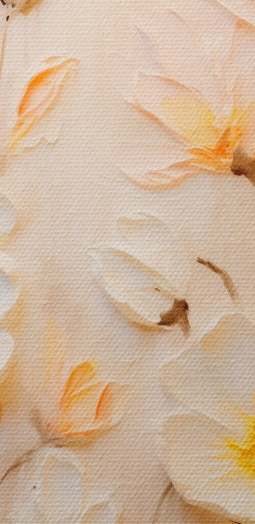 Painting of flowers on canvas