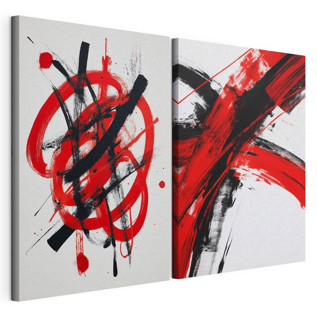 Red and black paint on a white surface
