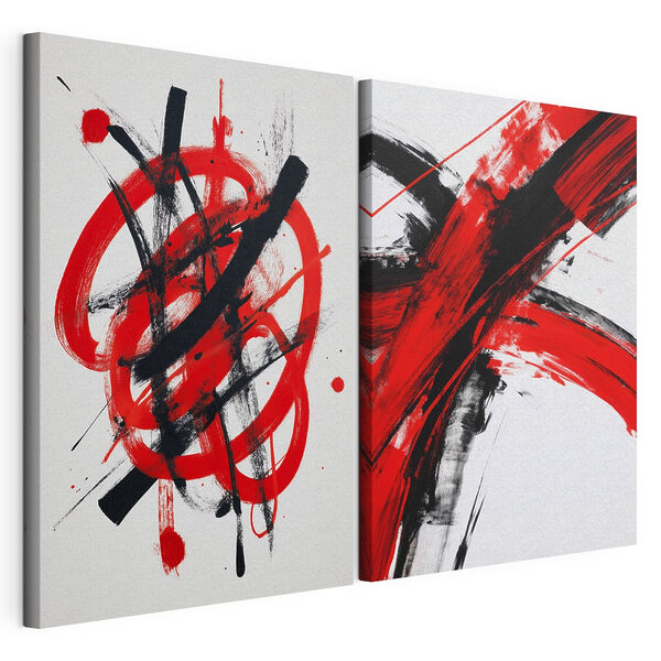 Red and black paint on a white surface