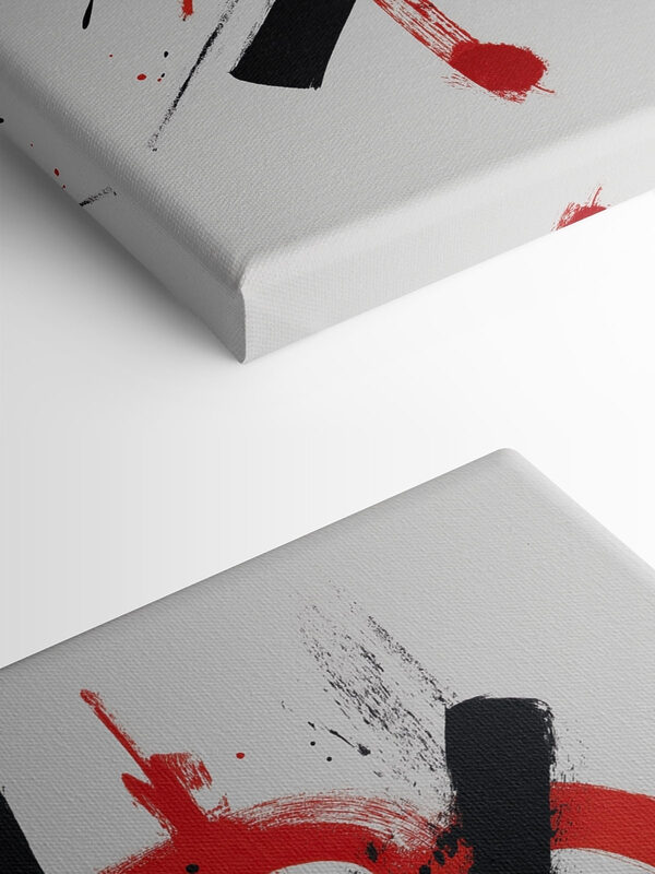 Red and black paint on a white surface