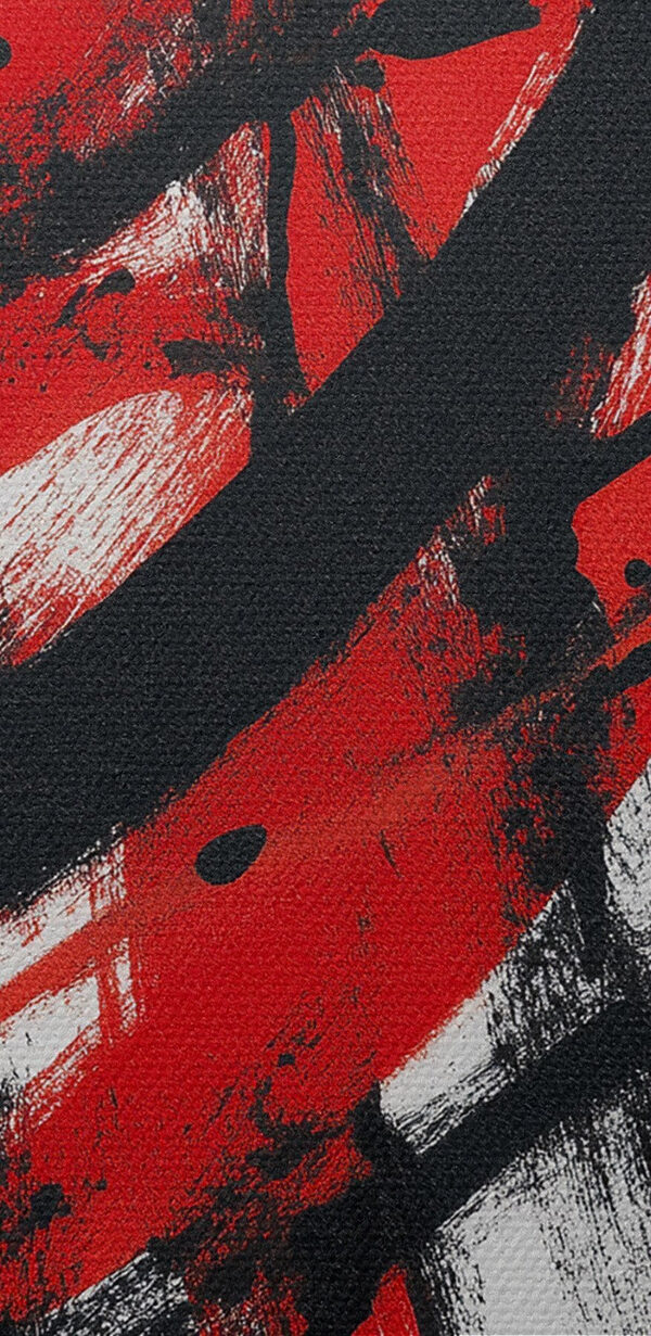 Red and black paint on a white surface