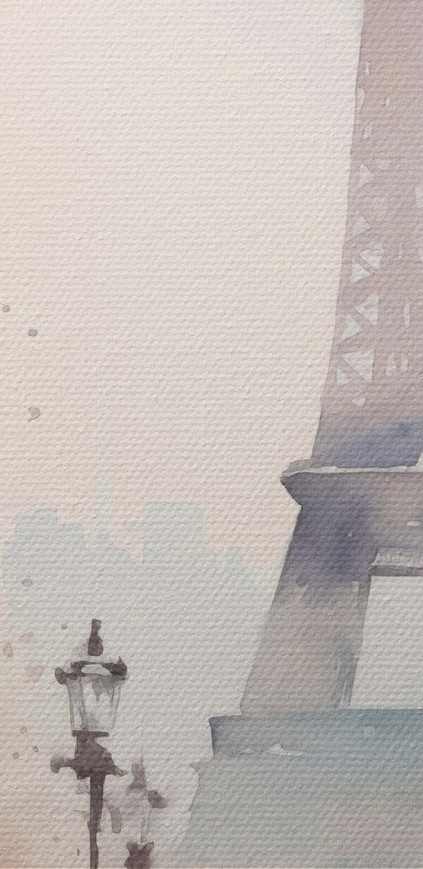 Watercolor painting of a city street and a woman walking with an umbrella Watercolor painting of a city street and a woman walking with an umbrella