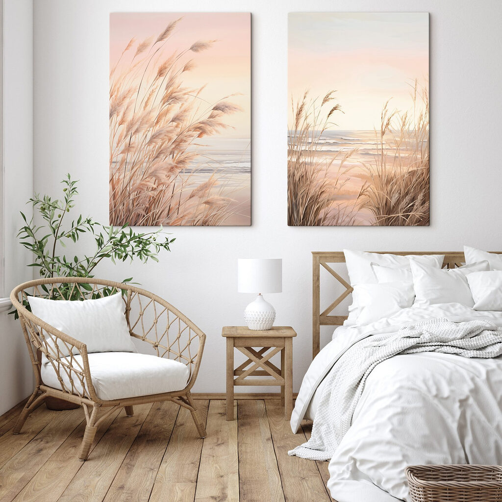 Soft grasses by the calm sea