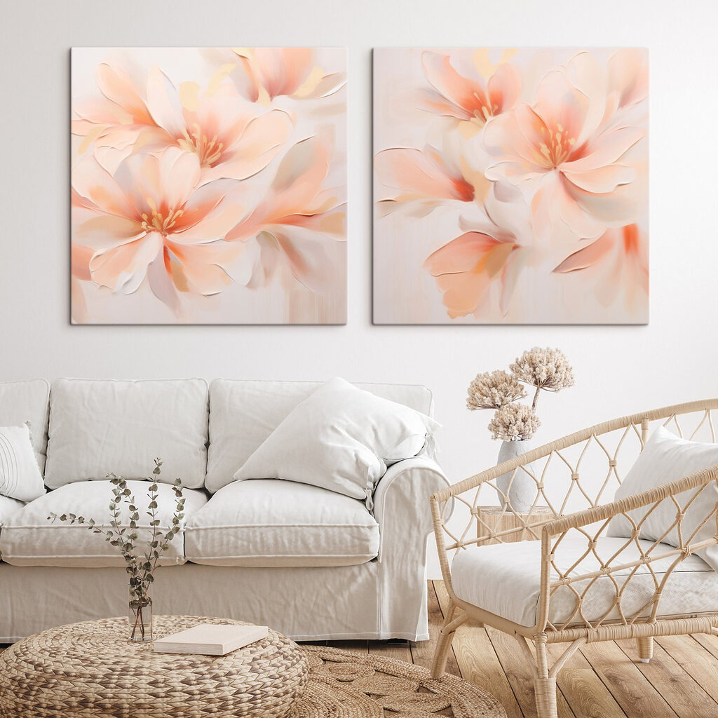 Painting of flowers on a wall Painting of flowers on a wall