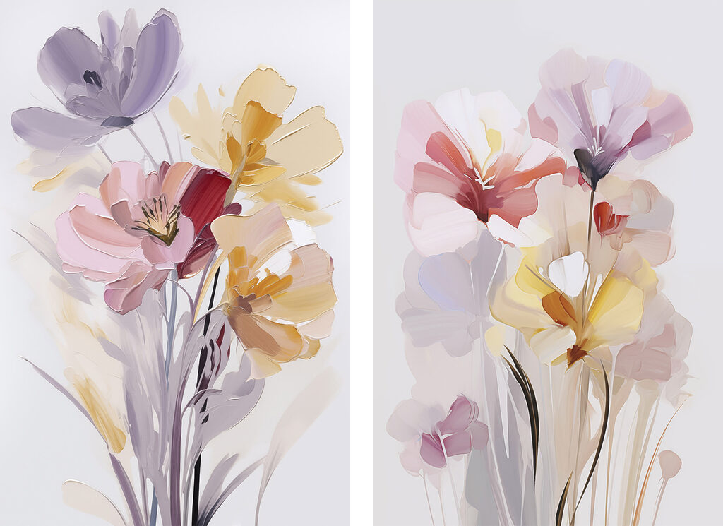 Painting of flowers on a white background Painting of flowers on a white background