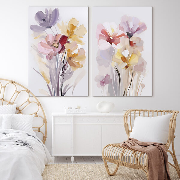 Painting of flowers on a white background Painting of flowers on a white background