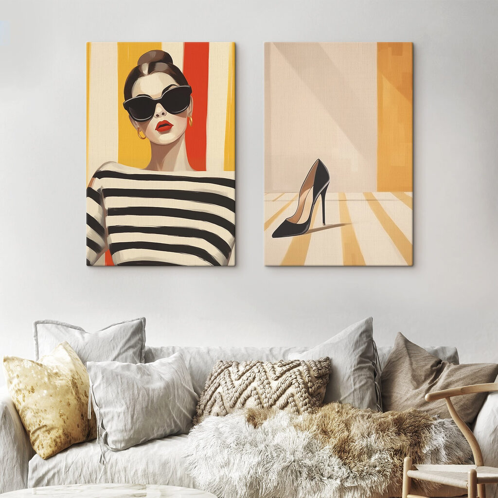 Woman wearing sunglasses and a striped shirt