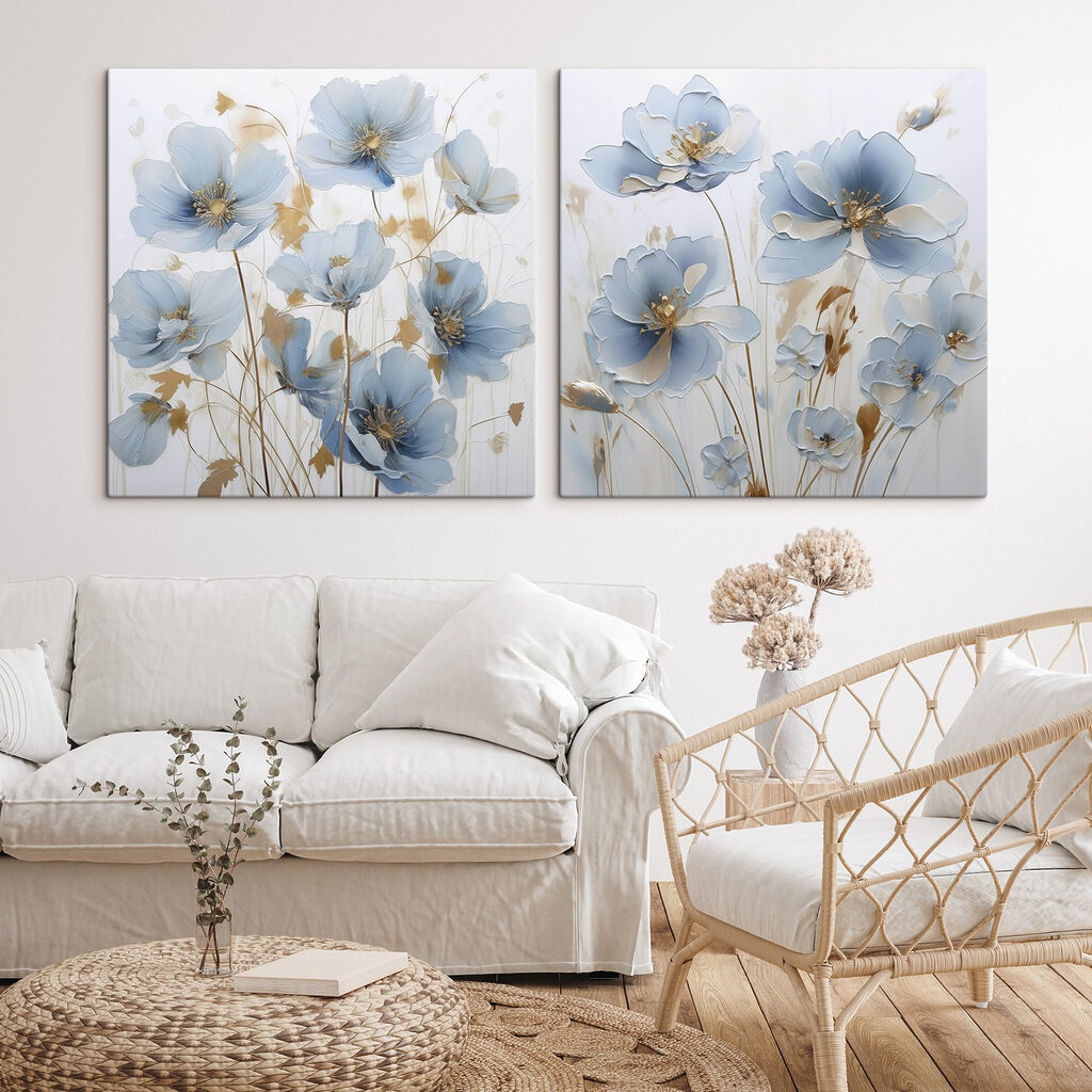 Painting of flowers on a white surface