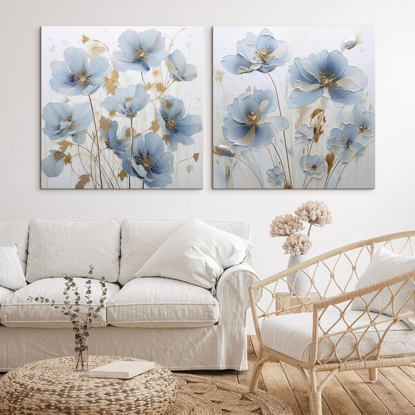 Painting of flowers on a white surface