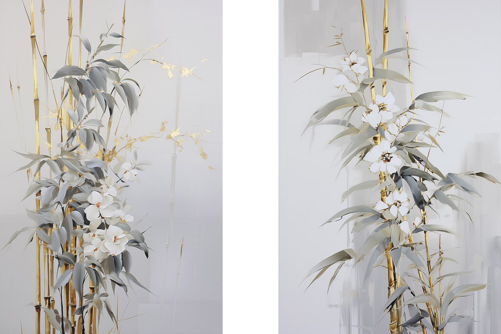 Painting of flowers and leaves Painting of flowers and leaves