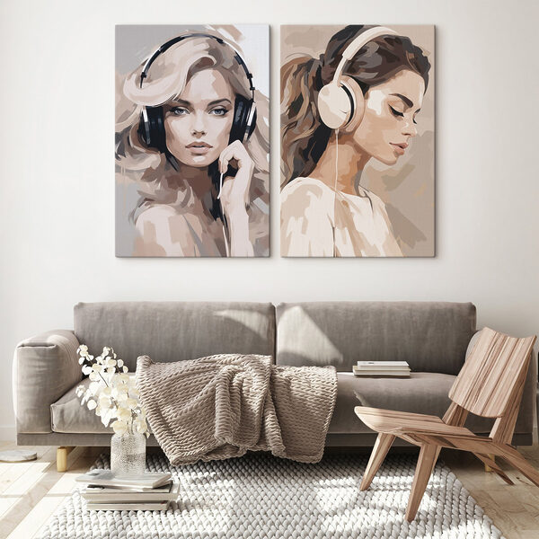 Woman wearing headphones Woman wearing headphones