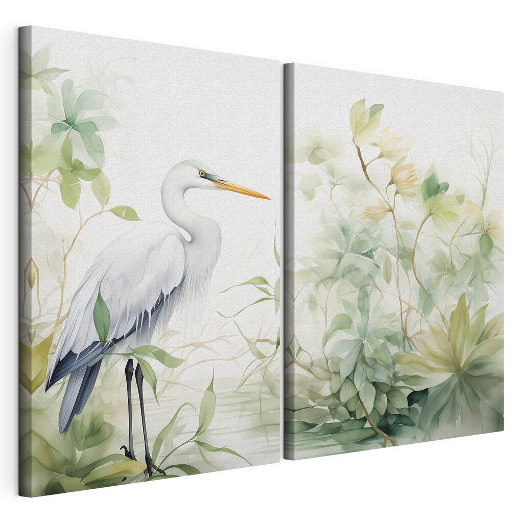 White bird with a long beak and a long beak standing in front of a plant White bird with a long beak and a long beak standing in front of a plant